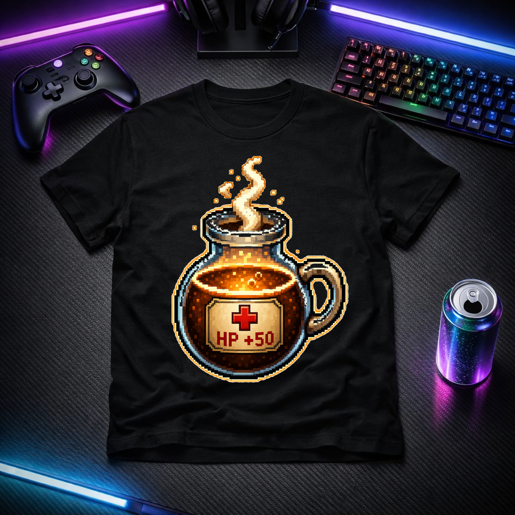 Healing Potion Coffee gaming t-shirt mockup