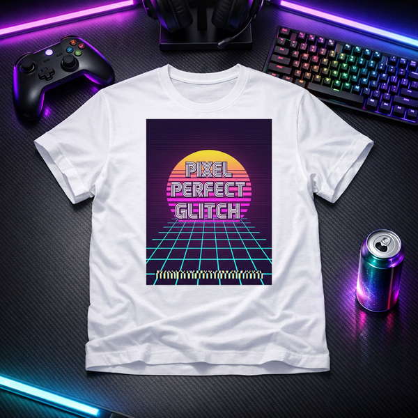 Pixel Perfect Glitch - Vaporwave Tee - Solid White