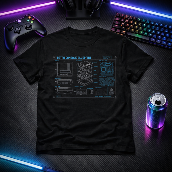 Retro Console Blueprint - Gamer Tee