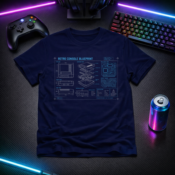 Retro Console Blueprint - Gamer Tee